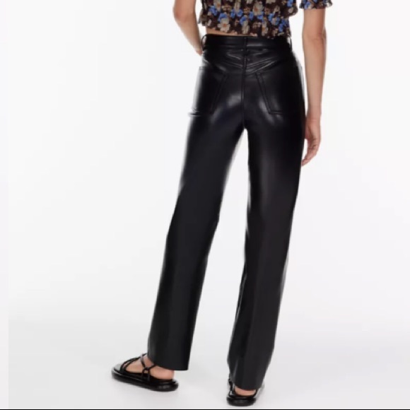 Wilfred (Aritzia) Melina Soft Vegan Leather Straight Leg High Rise Pant - Picture 3 of 12